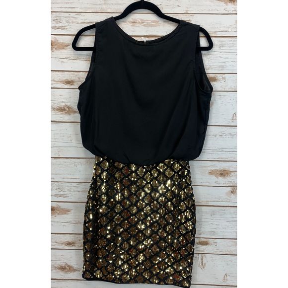 Unknown Dresses & Skirts - Black & Gold Sleeveless Sequin dress, s